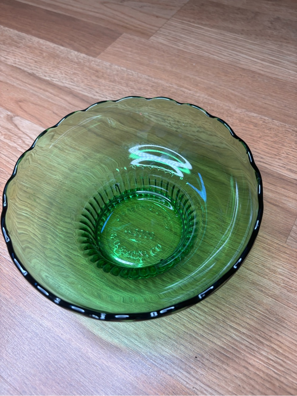 Vintage 1950’s E.O. Brody Co. M2000 Green Pedestal Glass Candy Dish Bowl